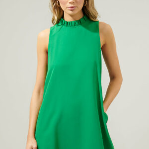 Benson Trapeze Mock Neck Mini Dress