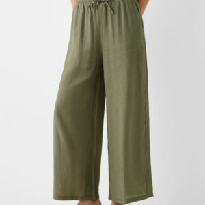 Bershka Crepe Culottes Women Xl Khaki