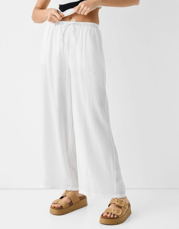 Bershka Crepe Culottes Women Xl White