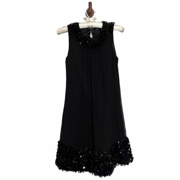 Betsey Johnson Party Silk Black Formal Evening Cocktail Dress Sequin, Women's (Size XS)