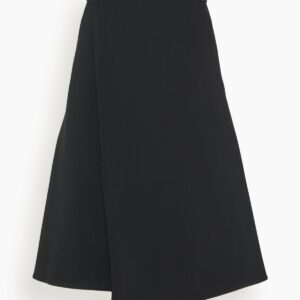 Bi-Stretch Suiting Wrap Skirt in Black