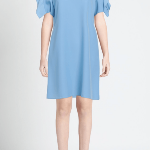 Biancoghiaccio Italian Designer Pale Blue Trapeze Dress, Women's (Size XL)