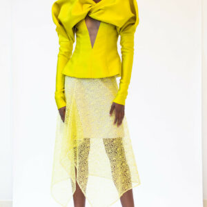 Bibhu Mohapatra Satin Top and Asymmetrical Lace Skirt