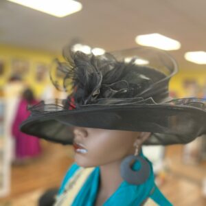 Black Hat, Dress Hat, Sun Wedding Hat, Mother's Day Cruise Hat, Tea Party