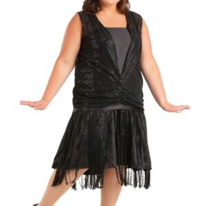 Black Jazz Flapper Plus Size Fancy Dress Costume for Women | Exclusive