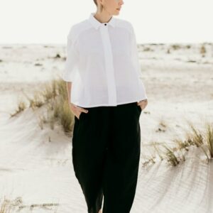 Black Linen Minimalistic Culottes Pants Summer Flowy Airy Trousers Zozo