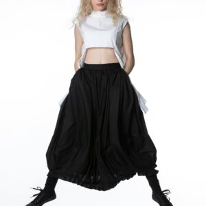 Black Maxi Skirt With High Waist, Balloon Skirt, Women's Loose Fit With Pockets, Plus Size Clothing, Bubble Black, Cotton