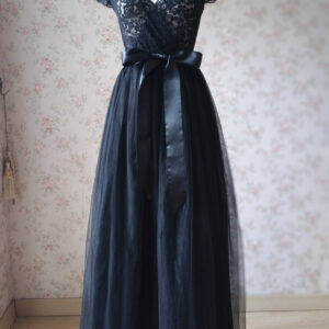 Black Maxi Tulle Skirt Outfit Women Custom Plus Size Black Tulle Skirt