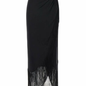 Black Sarong Skirt In Silk Stretch Woman