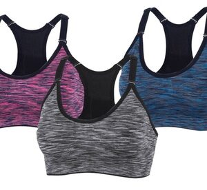 Women'sRacerback Sports Bras Padded Workout Yoga Bra (3-Pack ) Medium Wire Free Racerback