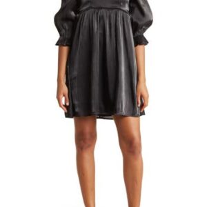 Blu Pepper Satin Babydoll Dress in Black at Nordstrom Rack, Size Small