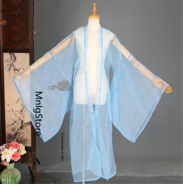 Blue Gown, Fairy Organza Cape, Cosplay Performance Sun Protection Short, Daily Over-Ups, Camisole/Slip Dress Overall