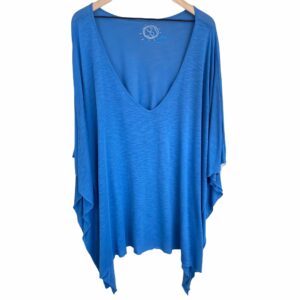 Blue Life Blue V-Neck Cape Cool Kaftan Mini Dress Extra Smal, Women's (Size XS)