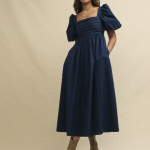 Blue Navy Nova Midi Smock Dress