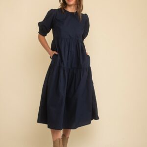 Blue Navy Rochelle Midi Smock Dress