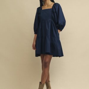 Blue Navy Ruby Mini Smock Dress