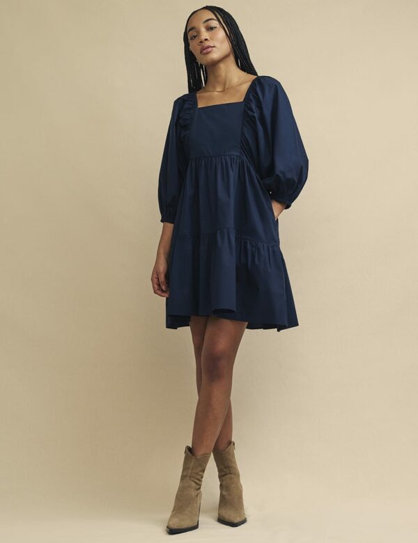 Blue Navy Ruby Mini Smock Dress