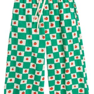 Bobo Choses Kids' Tomato Checkerboard Organic Cotton Culottes in Off White/green at Nordstrom, Size 6-7 Y