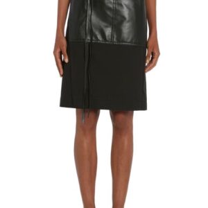 Bottega Veneta Mixed Media Cotton Twill & Leather Wrap Skirt in Camping at Nordstrom, Size 4 Us