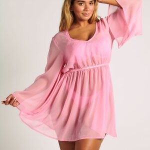 Boux Avenue Chiffon mini kaftan dress - Pink - S