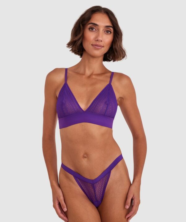 Bras N Things Alby Bralette & Mini V Set Lingerie in Purple size 8