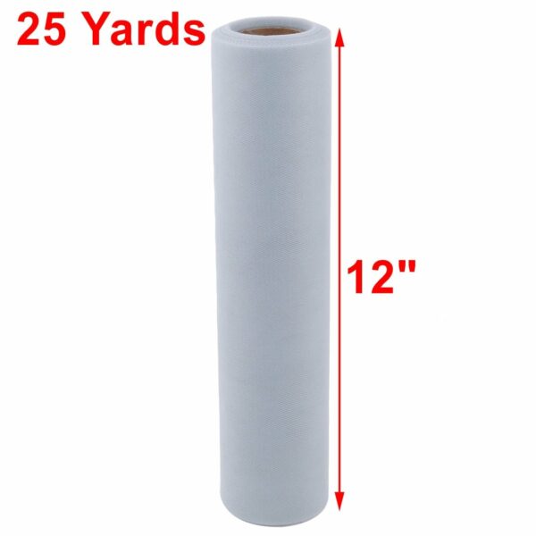 Bride Polyester Skirt Dress Ornament Tulle Spool Roll 12" x 25 Yards - Light Gray