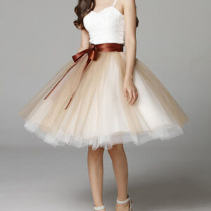 Brown Knee Length Tulle Skirt Outfit Custom Plus Size Ballerina Tulle Skirt