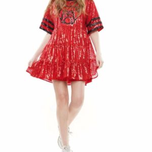 Bulldog Babydoll Dress In Red