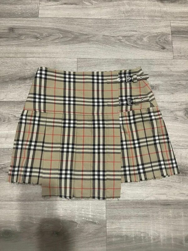 Burberry Zoe New Vintage Check Asymmetrical Kilt Skirt Us-6 in Beige, Women's (Size 28)