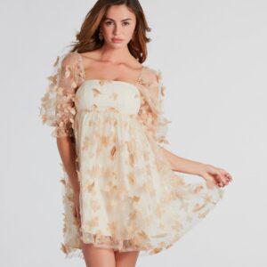 Butterfly Princess Square Neck Babydoll Dress