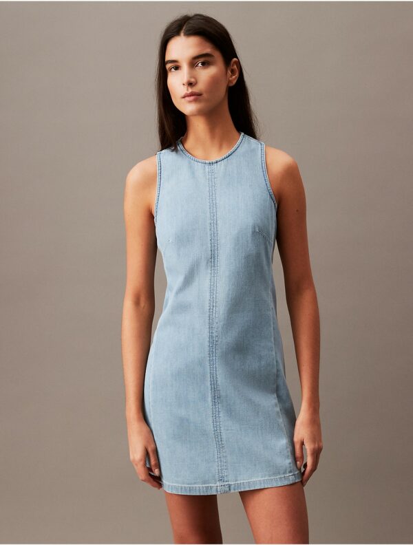 Calvin Klein Women's Chambray Mini Shift Dress - Blue - XS