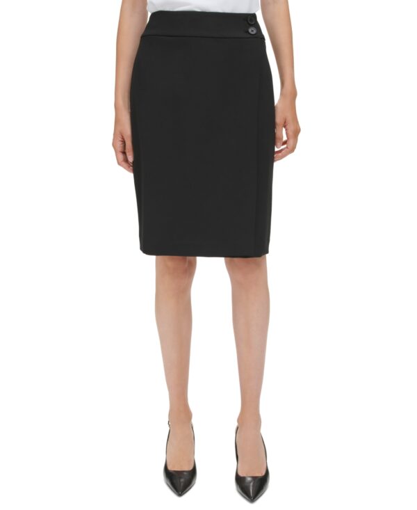 Calvin Klein Women's Faux-Wrap Pencil Skirt - Black