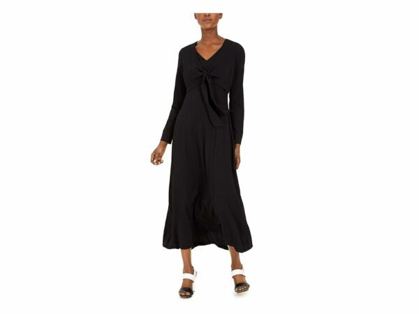 Calvin Klein Women's Maxi Dress with Tie Front (Black) Women's Dress