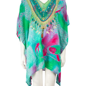 Camilla Crystal Embellished Pattern Kaftan Dress