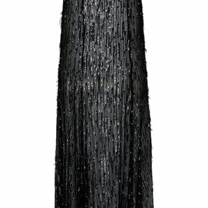 Carla Zampatti - Fringed Sequin Godet Maxi Skirt - Black - AU 14 - Moda Operandi