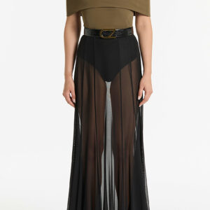 Carla Zampatti - Pura Sheer Mesh Godet Maxi Skirt - Black - AU 6 - Moda Operandi