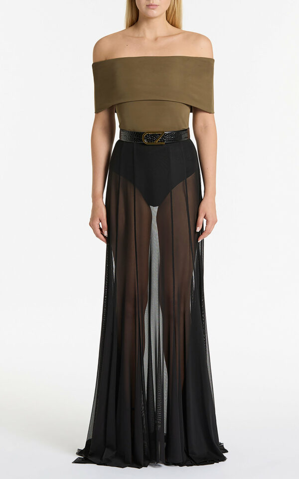 Carla Zampatti - Pura Sheer Mesh Godet Maxi Skirt - Black - AU 6 - Moda Operandi