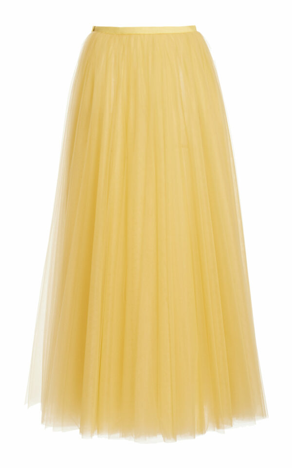 Carolina Herrera - Pleated Tulle Maxi Skirt - Yellow - US 12 - Moda Operandi