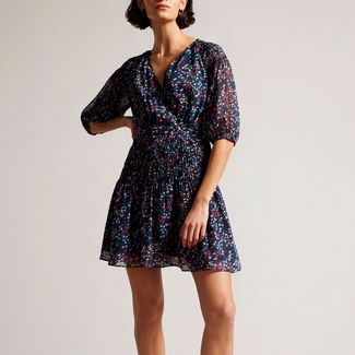 Casadee Smock Panel Wrap Mini Dress