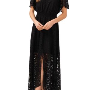 CeCe Floral Waist Smock Waist Maxi Dress in Rich Black at Nordstrom, Size Small