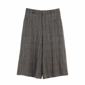 Celine Culottes In Prince Of Wales Cropped Wide Pants Glen Check Wool Dark Gray in Grey, Women's