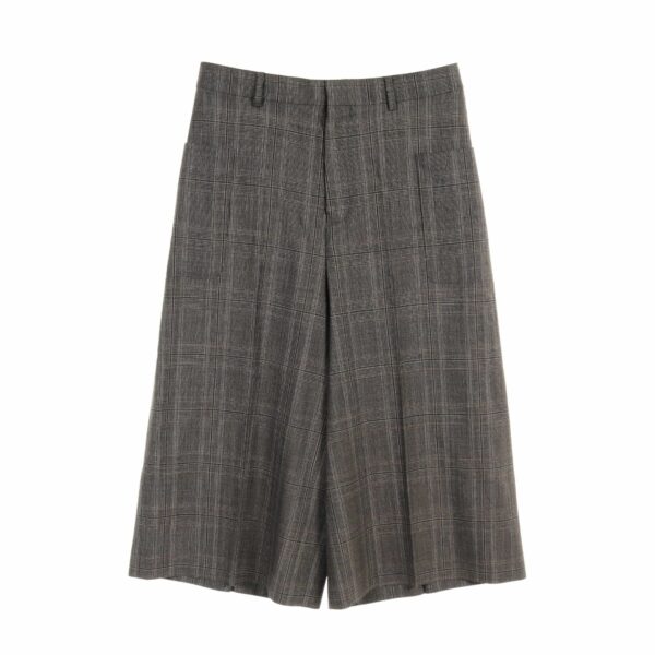 Celine Culottes In Prince Of Wales Cropped Wide Pants Glen Check Wool Dark Gray in Grey, Women's