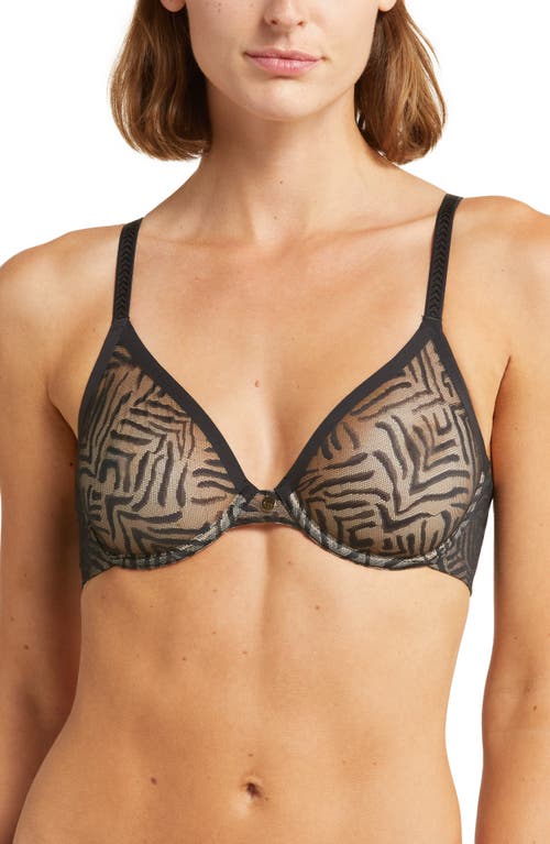 Chantelle Lingerie Allure Sheer Underwire T-Shirt Bra in Black at Nordstrom, Size 32E