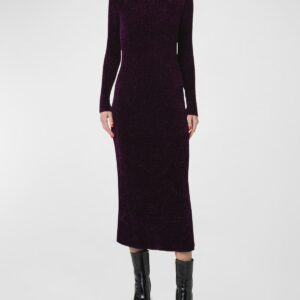 Chenille Ribbed Knit Tube Midi Dress