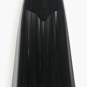 Chic Tulle Skirt with Jersey Coulotte in Nero