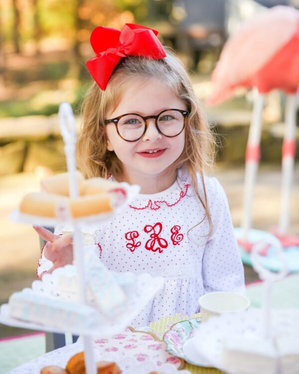 Christmas Red Dot Pima Cotton Tea Party Dresses, Sister Dresses, Monogrammed Dresses-Party Dress-Valentine's Day Dress-Holiday Dress