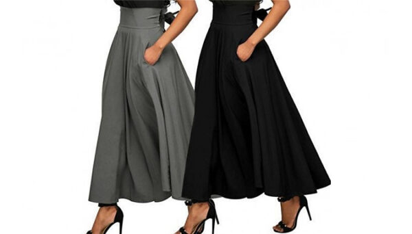 Cinched Waist A-Line Maxi Skirt - 3 Colours & Sizes