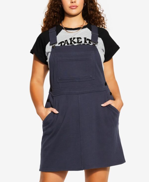 City Chic Plus Size Soft Pinafore Dress - Steel