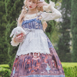 Classic Lolita JSK Dress Infanta Fairy Tale Theme Deep Blue Sleeveless Lace Tea Party Lolita Jumper Skirts