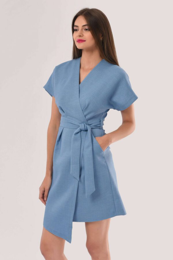 Closet London Blue Kimono Mini Dress